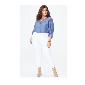 NYDJ Womens White Denim High Rise Ankle Skinny Stretch Jeans Plus Size 26W New